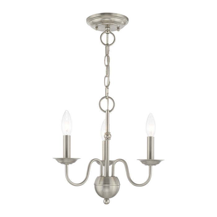 Livex Lighting 52163-91 Three Light Mini Chandelier, Brushed Nickel