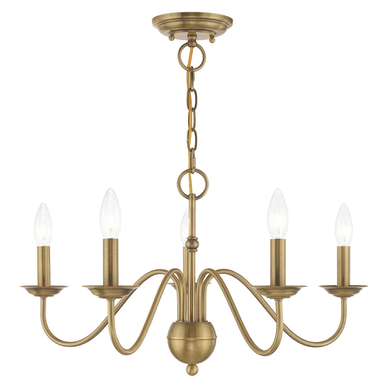 Livex Lighting 52165-01 Five Light Chandelier, Antique Brass