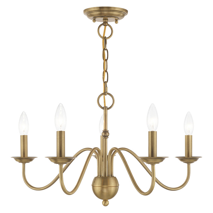 Livex Lighting 52165-01 Five Light Chandelier, Antique Brass