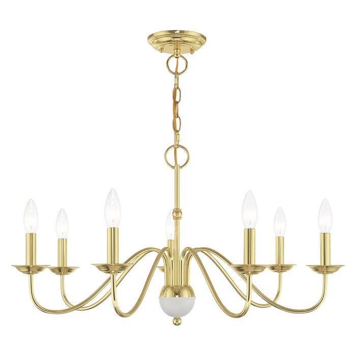 Livex Lighting 52167-02 Seven Light Chandelier, Polished Brass w/ White