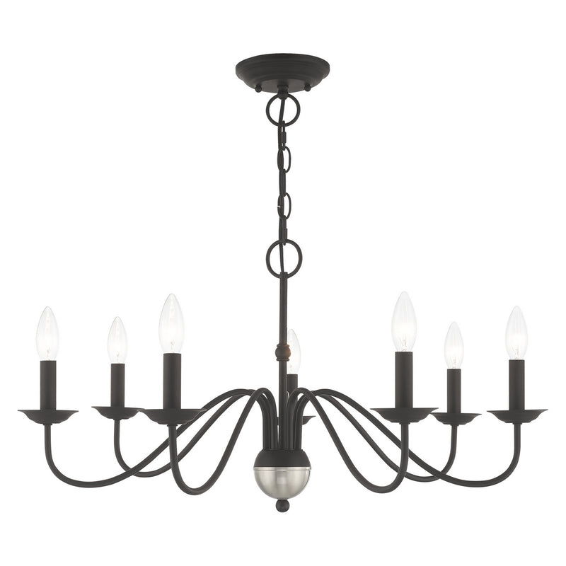 Livex Lighting 52167-04 Seven Light Chandelier, Black w/ Brushed Nickel