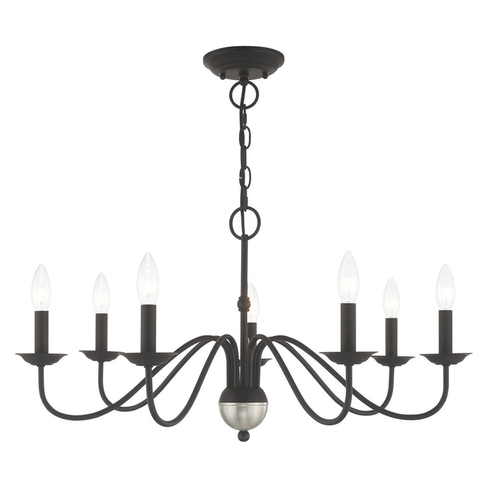 Livex Lighting 52167-04 Seven Light Chandelier, Black w/ Brushed Nickel