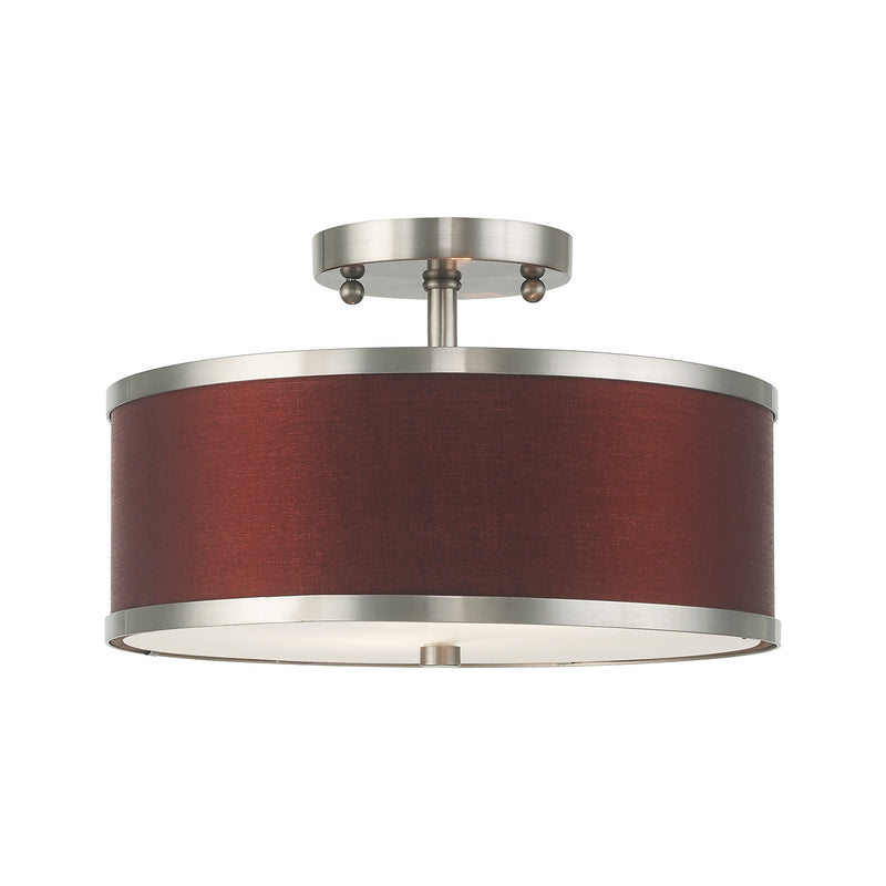 Livex Lighting 60412-91 Two Light Ceiling Mount, Brushed Nickel
