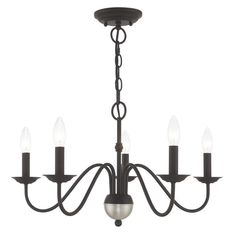Livex Lighting 52165-04 Five Light Chandelier, Black w/ Brushed Nickel
