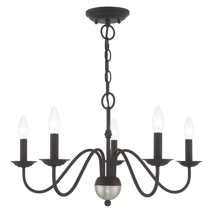 Livex Lighting 52165-04 Five Light Chandelier, Black w/ Brushed Nickel