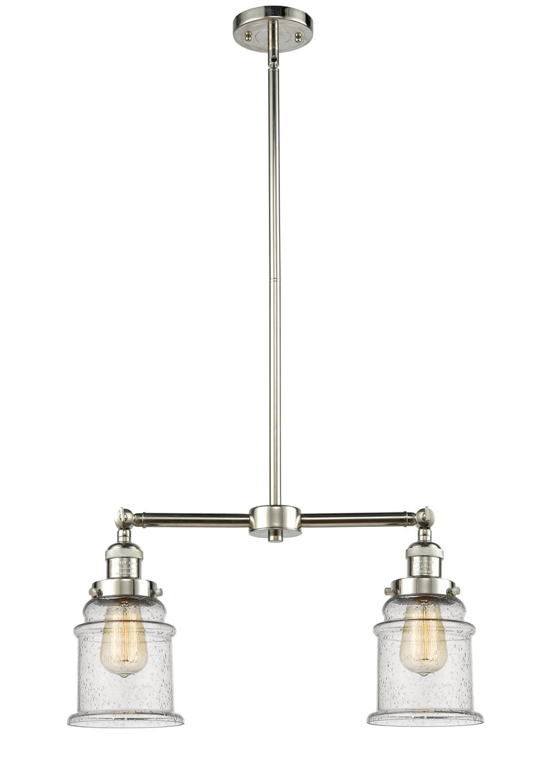 Innovations 209-PN-G184 Two Light Island Pendant, Polished Nickel