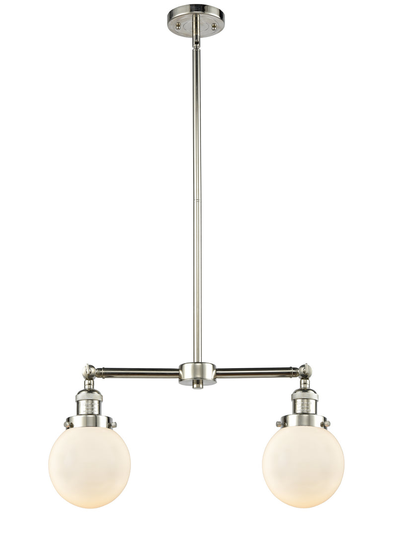 Innovations 209-PN-G201-6 Two Light Island Pendant, Polished Nickel