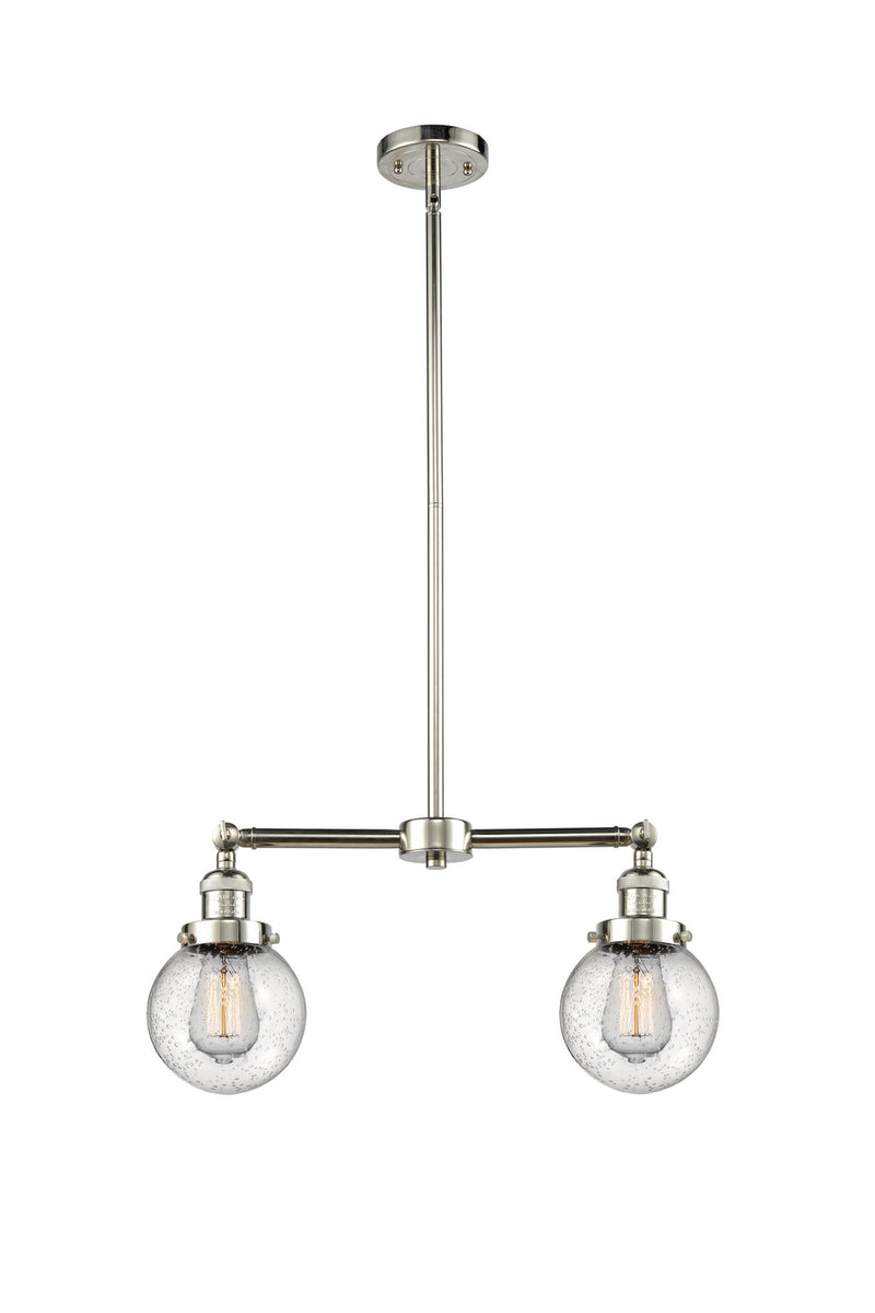 Innovations 209-PN-G204-6 Two Light Island Pendant, Polished Nickel