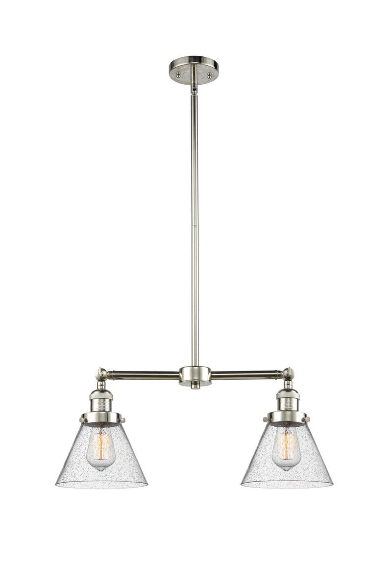 Innovations 209-PN-G44 Two Light Island Pendant, Polished Nickel