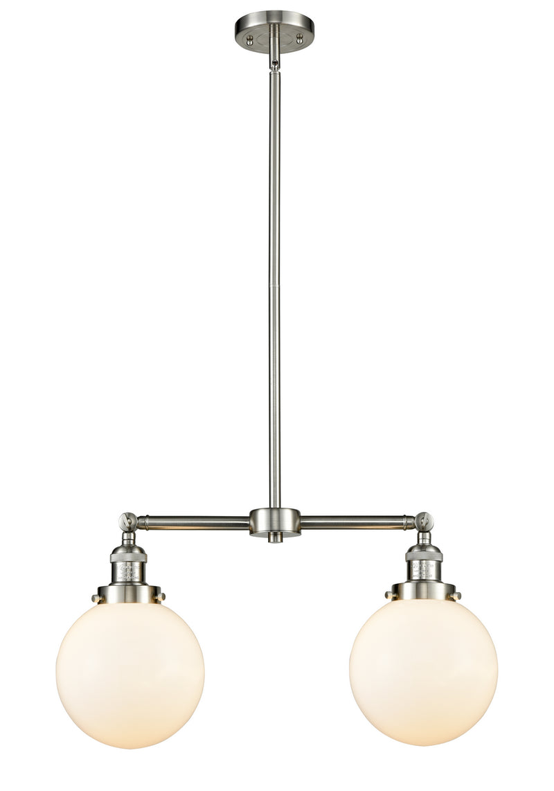Innovations 209-SN-G201-8 Two Light Island Pendant, Brushed Satin Nickel
