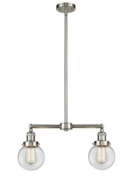Innovations 209-SN-G202-6 Two Light Island Pendant, Brushed Satin Nickel