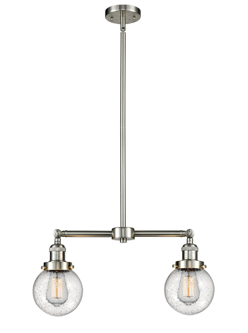 Innovations 209-SN-G204-6 Two Light Island Pendant, Brushed Satin Nickel