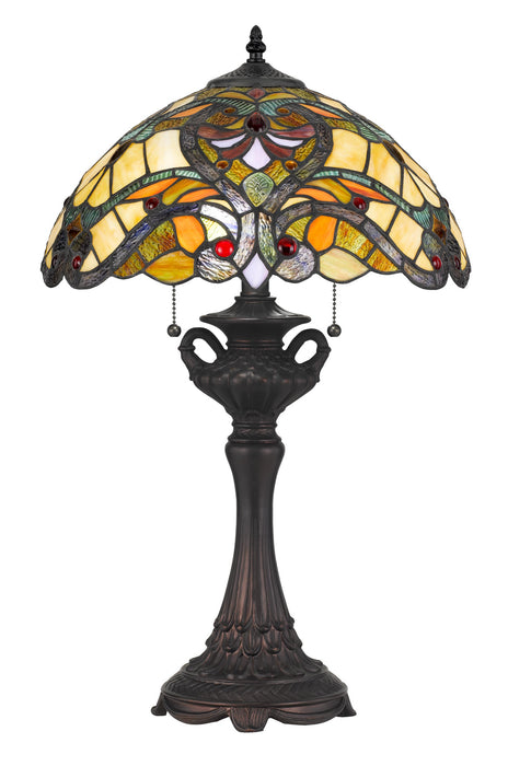 Cal Lighting BO-2796TB Two Light Table Lamp, Tiffany