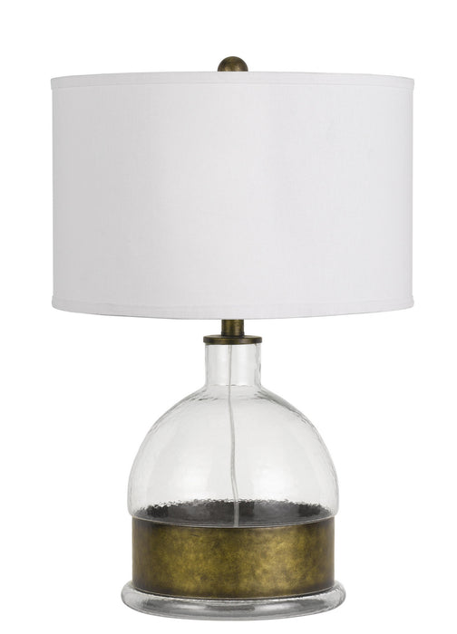 Cal Lighting BO-2809TB One Light Table Lamp, Glass/Antiqued Brass