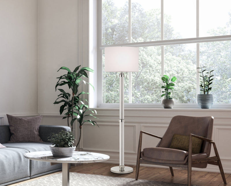 Cal Lighting BO-2829FL Two Light Floor Lamp, Brushed Steel