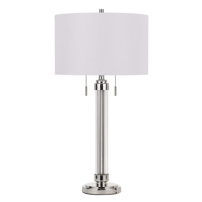 Cal Lighting BO-2829TB Two Light Table Lamp, Brushed Steel