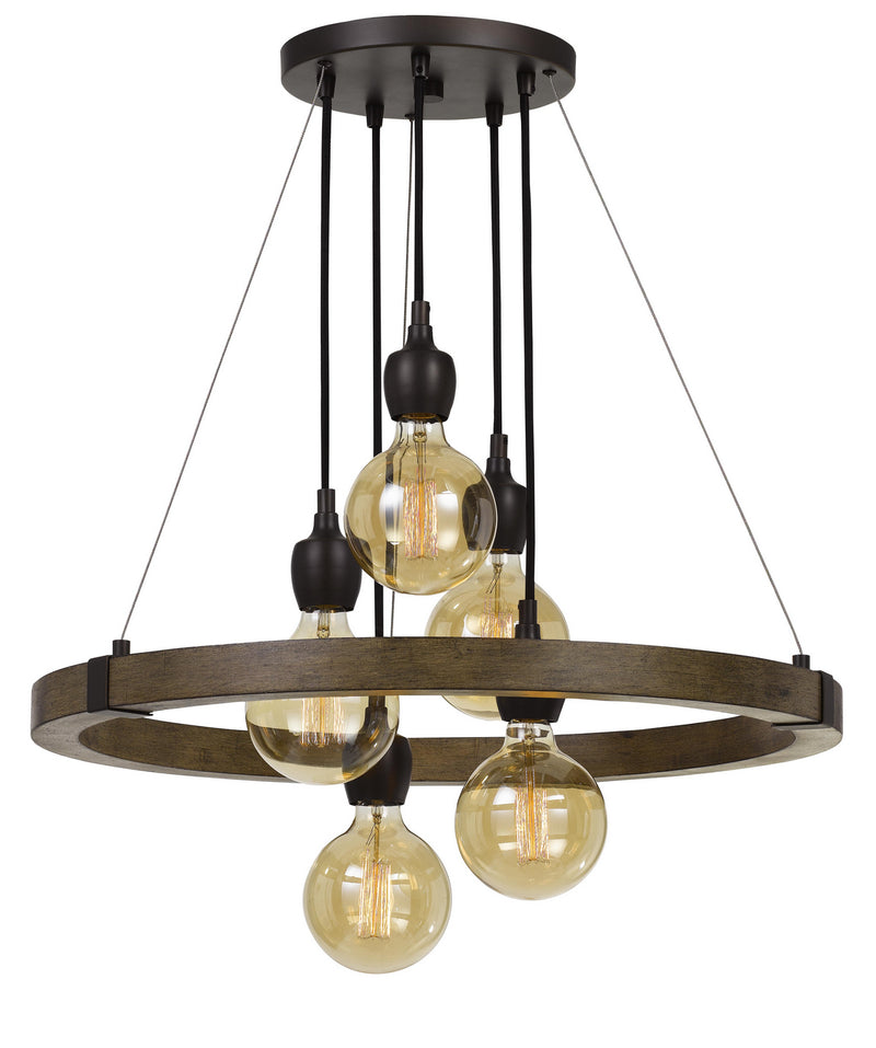 Cal Lighting FX-3687-5 Five Light Chandelier, Pine/Iron