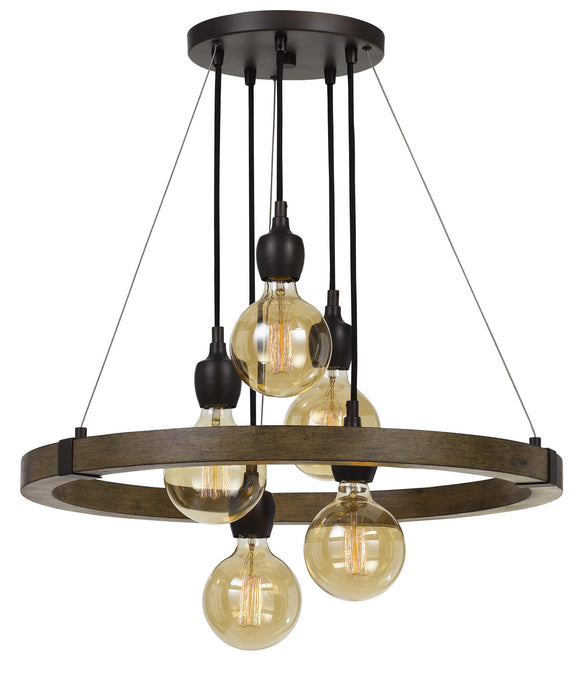 Cal Lighting FX-3687-5 Five Light Chandelier, Pine/Iron