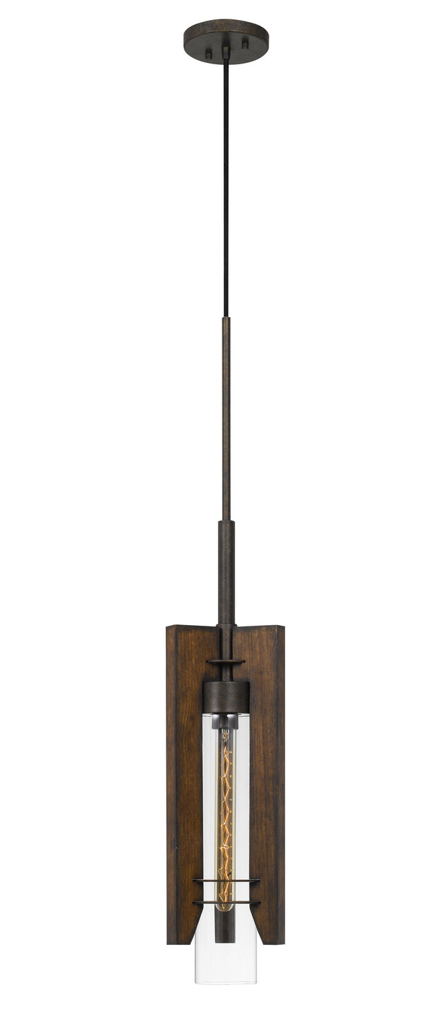 Cal Lighting FX-3690-1 One Light Pendant, Pine/Iron