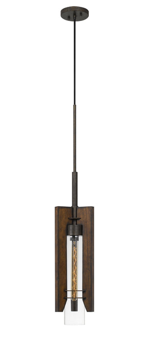 Cal Lighting FX-3690-1 One Light Pendant, Pine/Iron