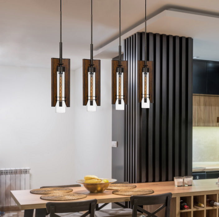 Cal Lighting FX-3690-4 Four Light Pendant, Pine/Iron