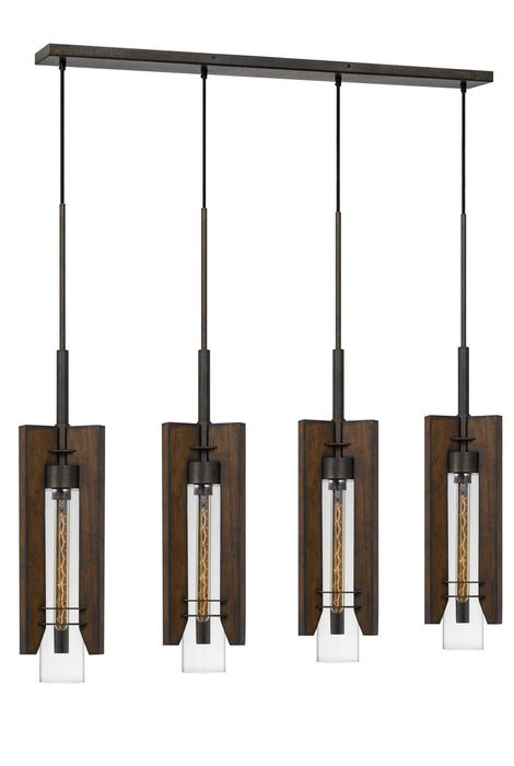 Cal Lighting FX-3690-4 Four Light Pendant, Pine/Iron