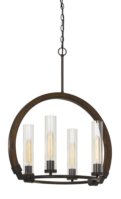 Cal Lighting FX-3691-4 Four Light Chandelier, Oak/Iron