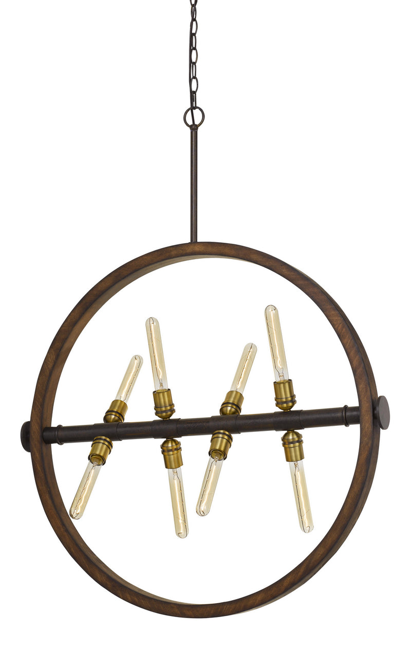 Cal Lighting FX-3692-8 Eight Light Chandelier, Oak/Iron