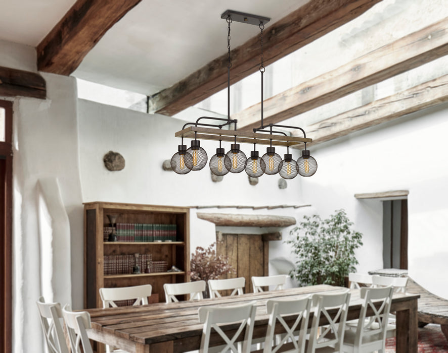 Cal Lighting FX-3695-8 Eight Light Chandelier, Pine/Iron
