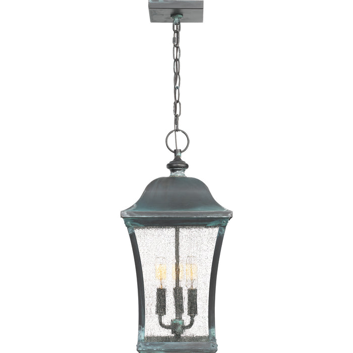 Quoizel BDS1910AGV Three Light Outdoor Hanging Lantern, Aged Verde