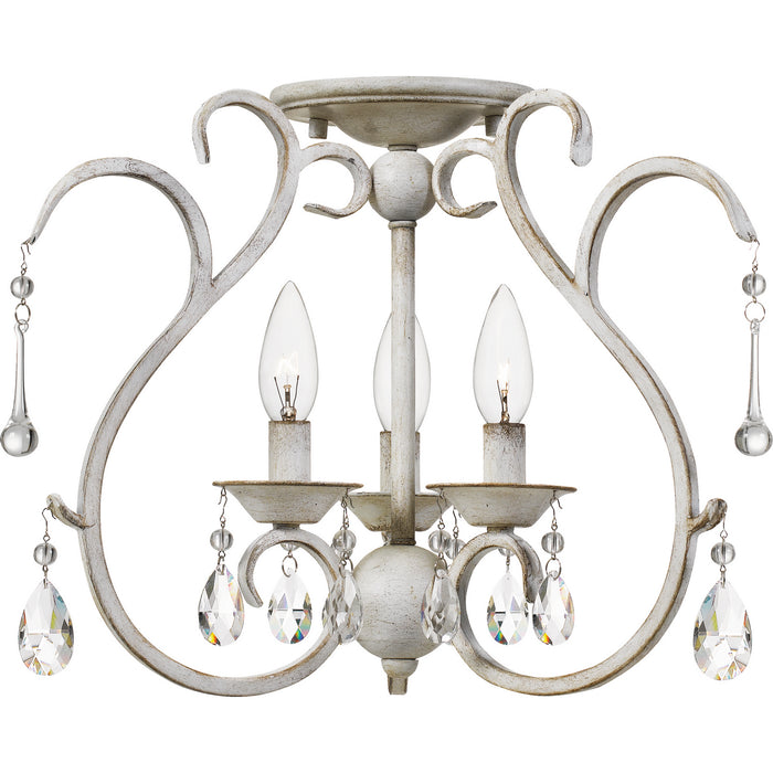 Quoizel BLC1716AWH Three Light Semi-Flush Mount, Antique White