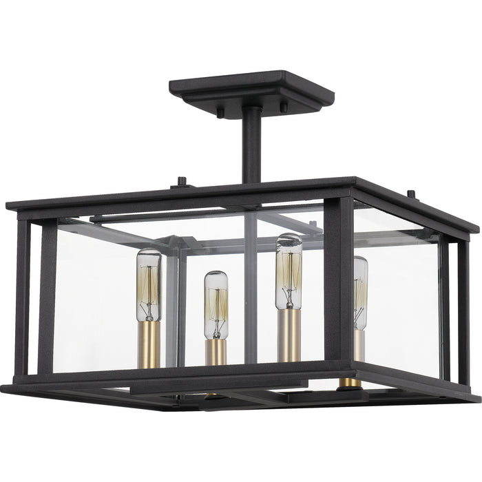 Quoizel CDL1714EK Four Light Semi-Flush Mount, Earth Black