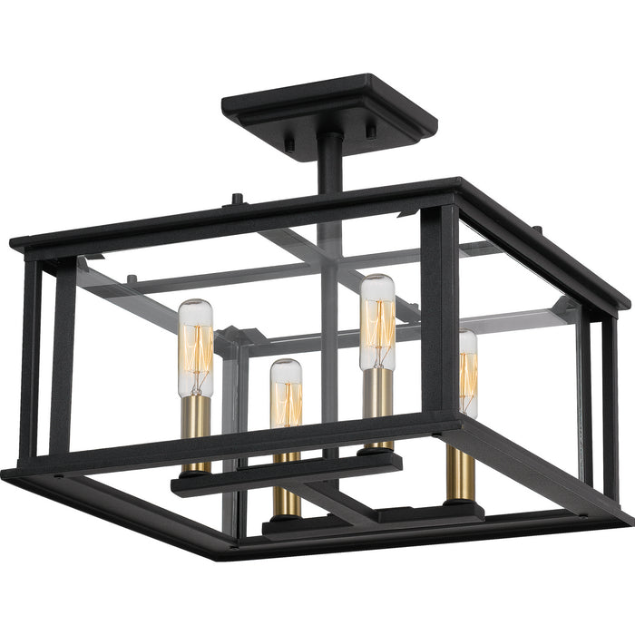 Quoizel CDL1714EK Four Light Semi-Flush Mount, Earth Black