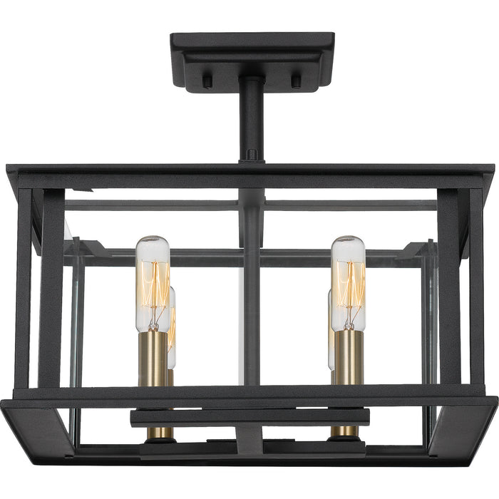 Quoizel CDL1714EK Four Light Semi-Flush Mount, Earth Black