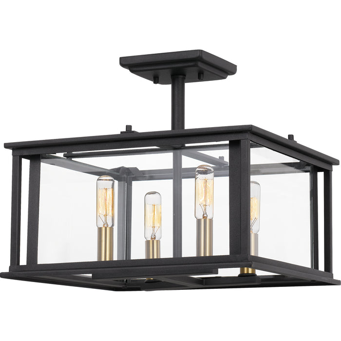 Quoizel CDL1714EK Four Light Semi-Flush Mount, Earth Black