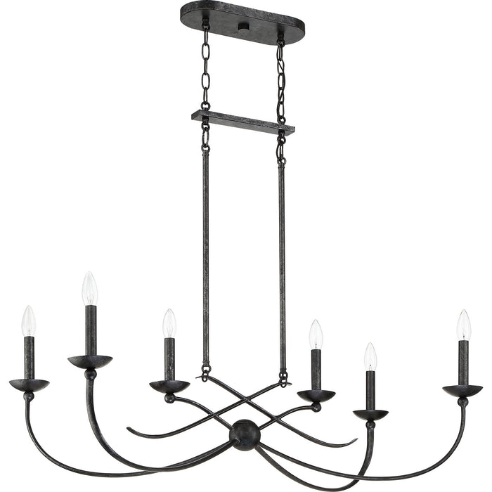 Quoizel CLL638OK Six Light Island Chandelier, Old Black Finish