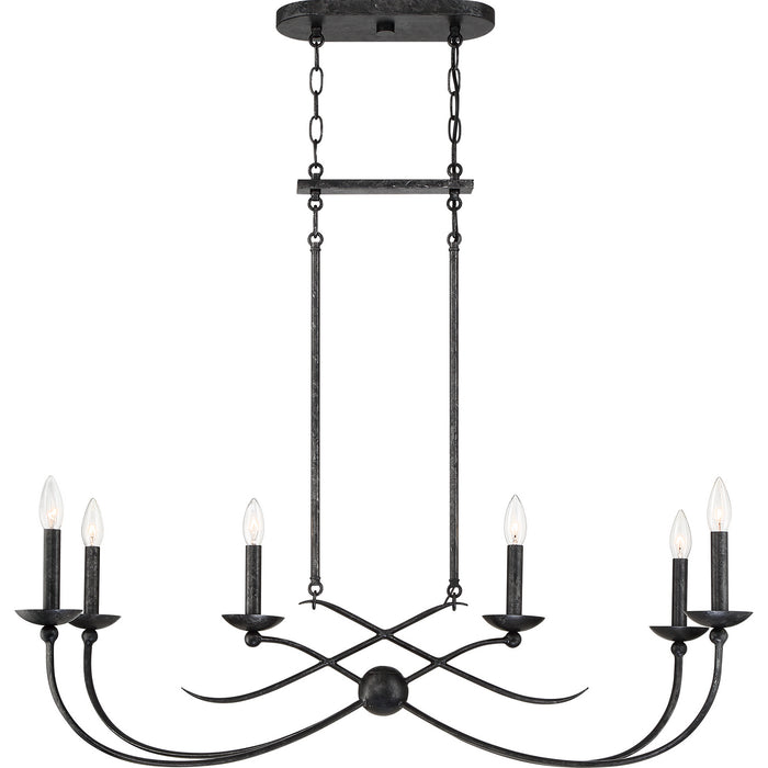 Quoizel CLL638OK Six Light Island Chandelier, Old Black Finish
