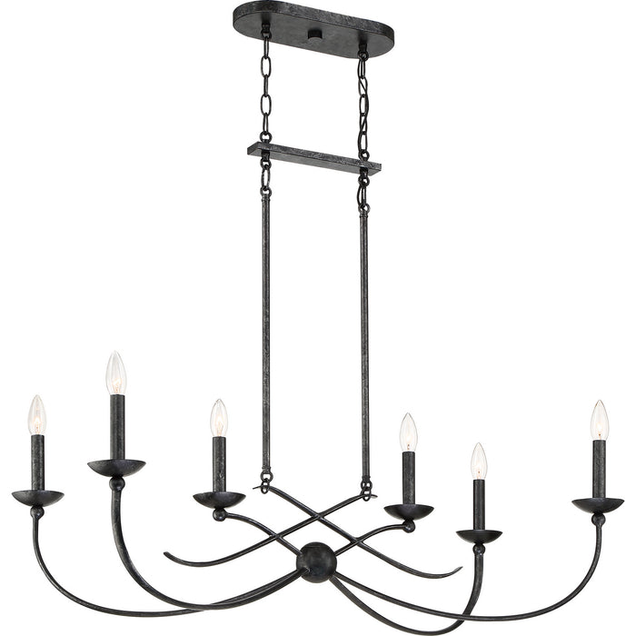 Quoizel CLL638OK Six Light Island Chandelier, Old Black Finish