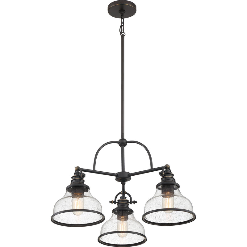 Quoizel GRTS5103PN Three Light Chandelier, Palladian Bronze