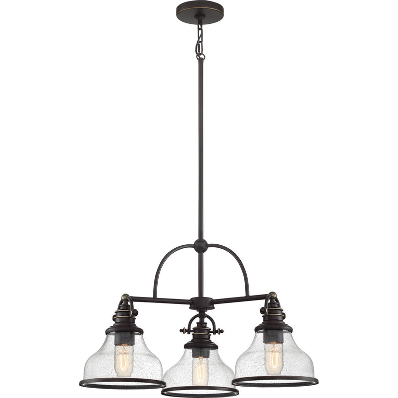 Quoizel GRTS5103PN Three Light Chandelier, Palladian Bronze