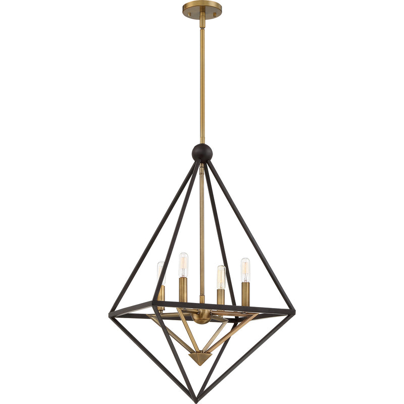 Quoizel LVR5204WT Four Light Foyer Pendant, Western Bronze
