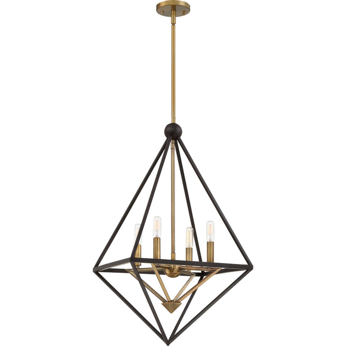 Quoizel LVR5204WT Four Light Foyer Pendant, Western Bronze