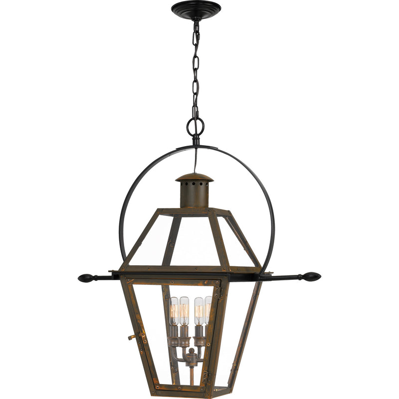 Quoizel RO1914IZ Four Light Outdoor Hanging Lantern, Industrial Bronze