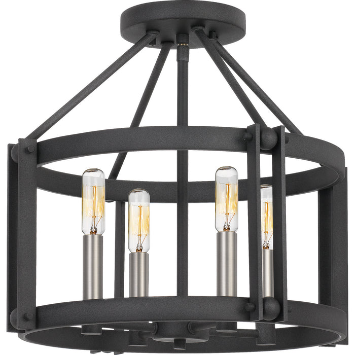 Quoizel VC1716MB Four Light Semi-Flush Mount, Mottled Black