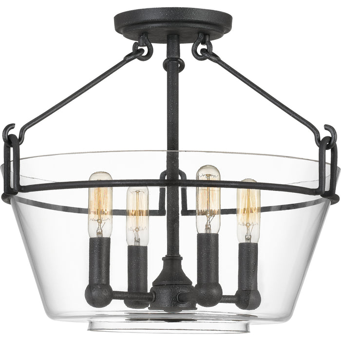 Quoizel WEL1717GK Four Light Semi-Flush Mount, Grey Ash