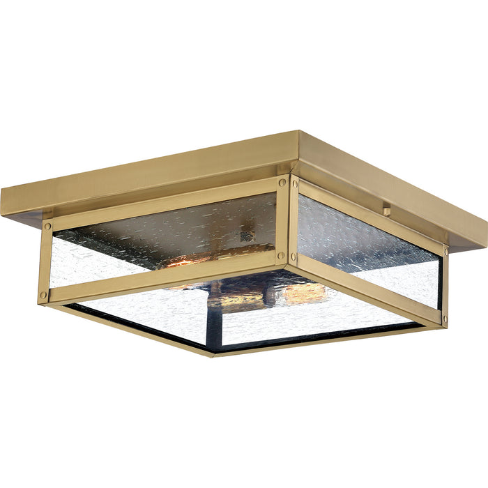 Quoizel WVR1612A Two Light Outdoor Wall Lantern, Antique Brass