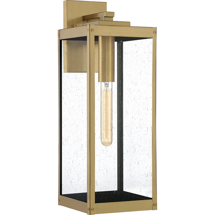 Quoizel WVR8407A One Light Outdoor Wall Lantern, Antique Brass