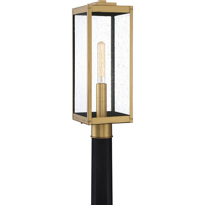 Quoizel WVR9007A One Light Outdoor Post Mount, Antique Brass