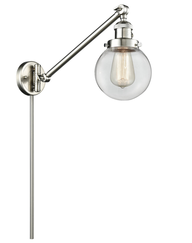 Innovations 237-SN-G202-6 One Light Swing Arm Lamp, Brushed Satin Nickel