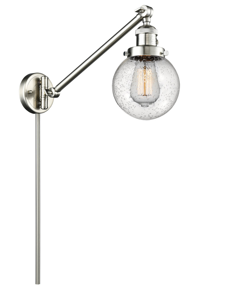Innovations 237-SN-G204-6 One Light Swing Arm Lamp, Brushed Satin Nickel